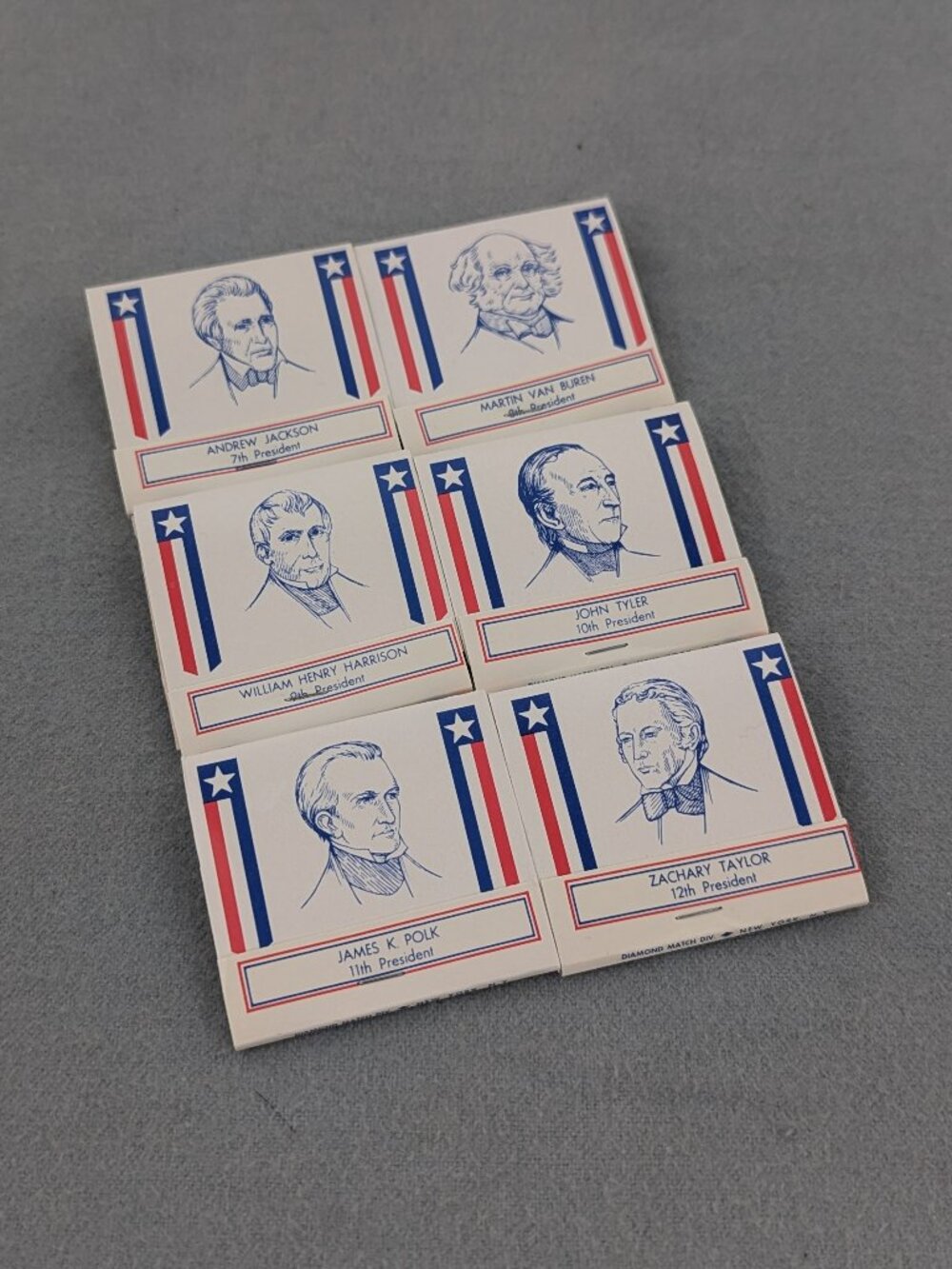US President matchbooks lot of 6 19th century presidents - unused and unstruck